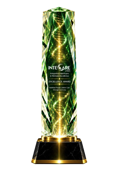 Official Intecare 2026 Excellence Award Trophy - Front View